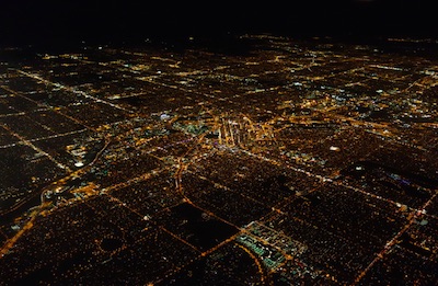 デンバーの夜景　ユナイテッド航空